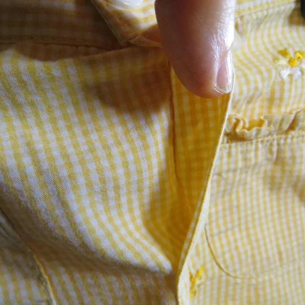 Baby Yellow Gingham Sunhat & Embroidered Shorts 3-6mts 100% cotton Hat Cap